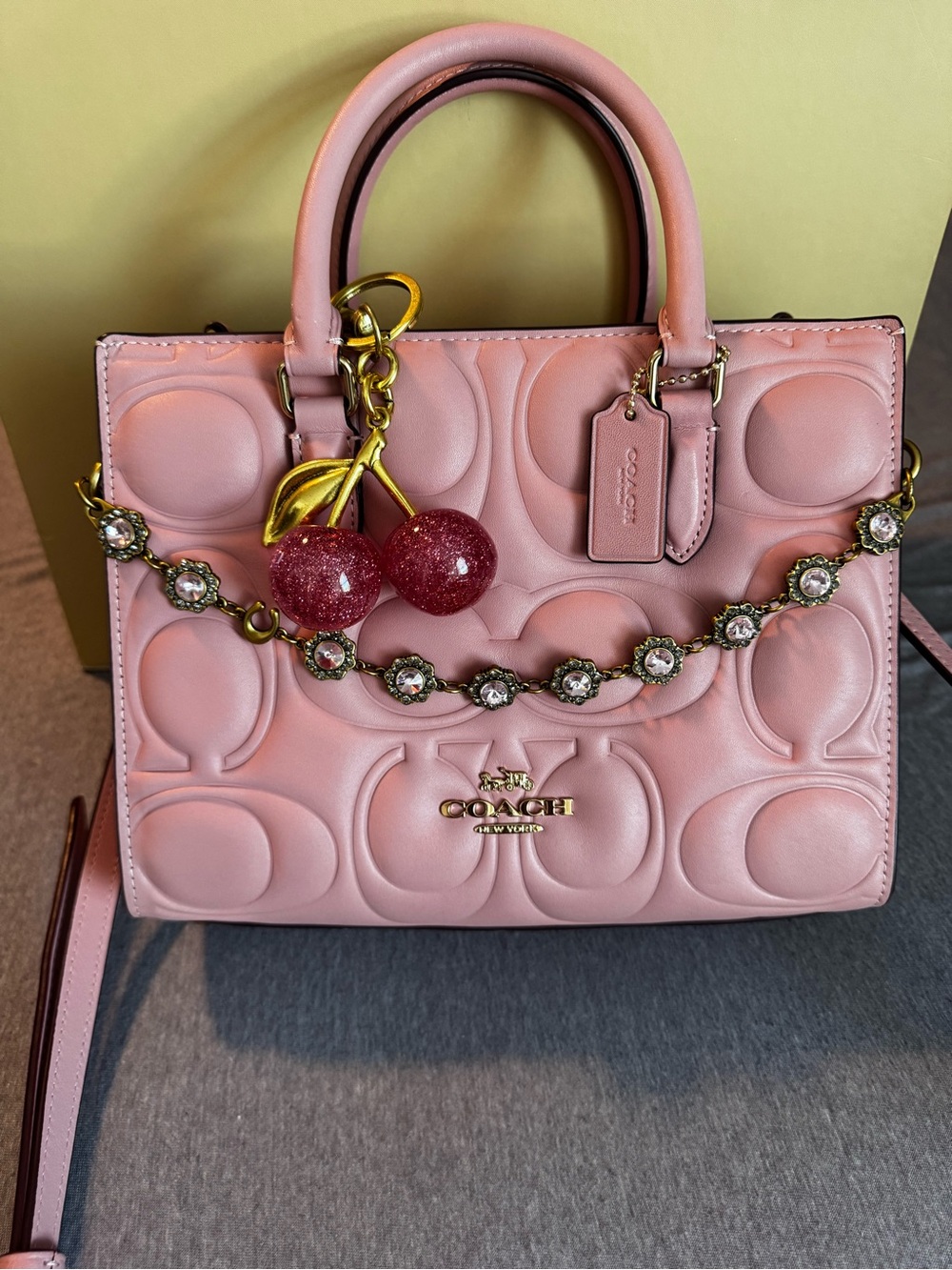 Coach Pink Signature Maggie  with Cherry Charm